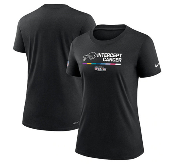 Women's Buffalo Bills Black 2022 Crucial Catch Performance T-Shirt(Run Small)